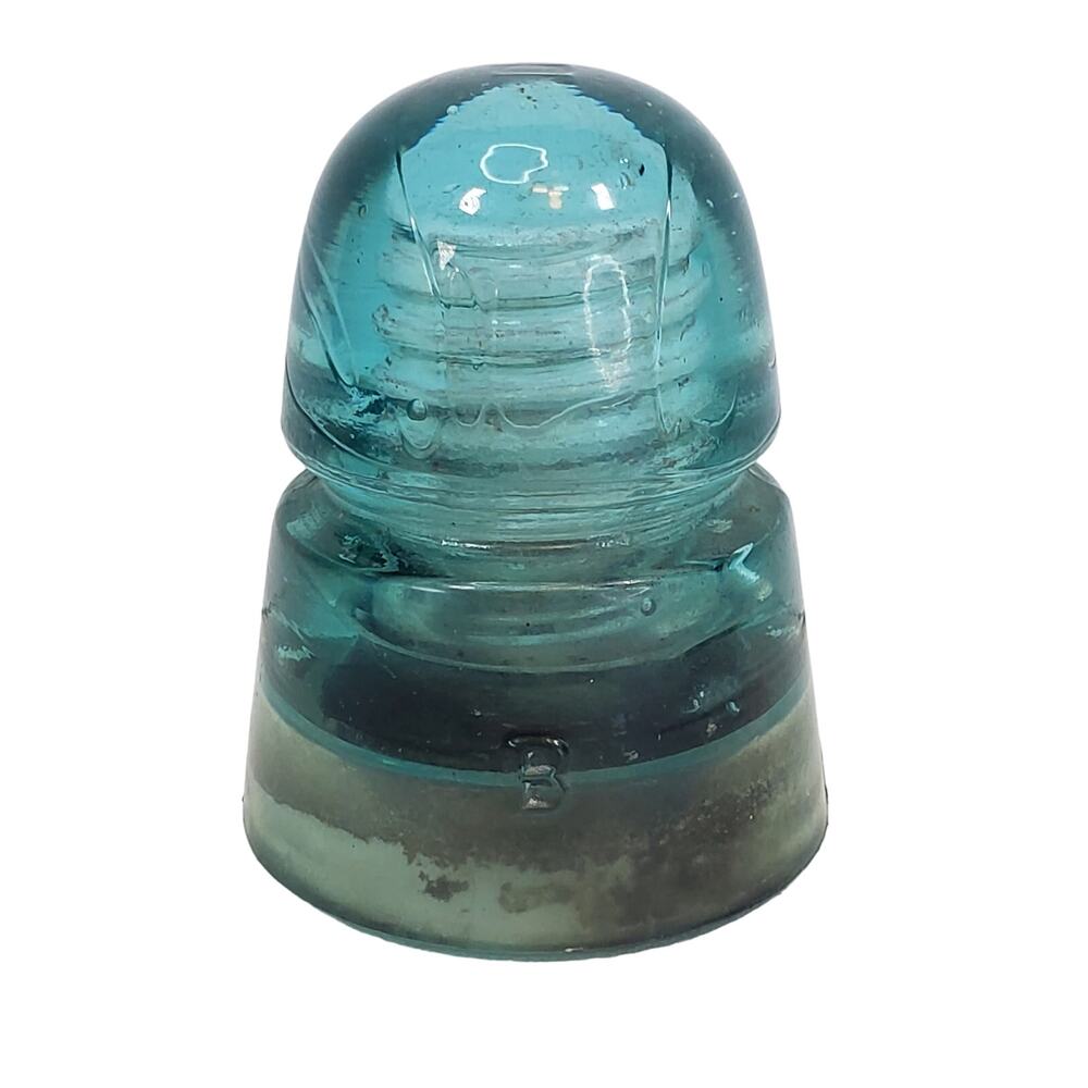 Antique Brookfield Beehive Glass Insulator “B” No 11 Aqua Bubbles Swirls CHIPS